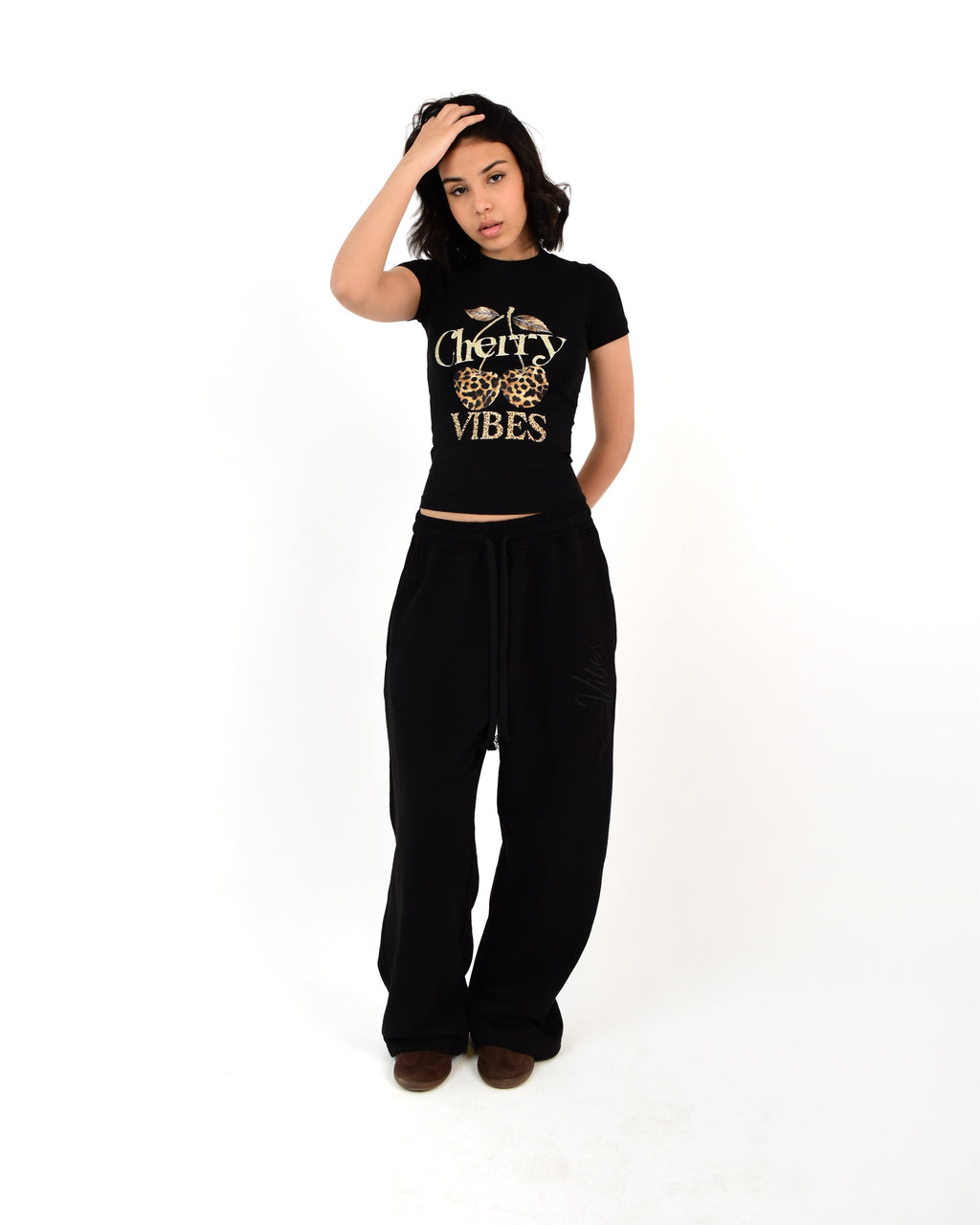 Cherry Cheetah Black Baby Tee