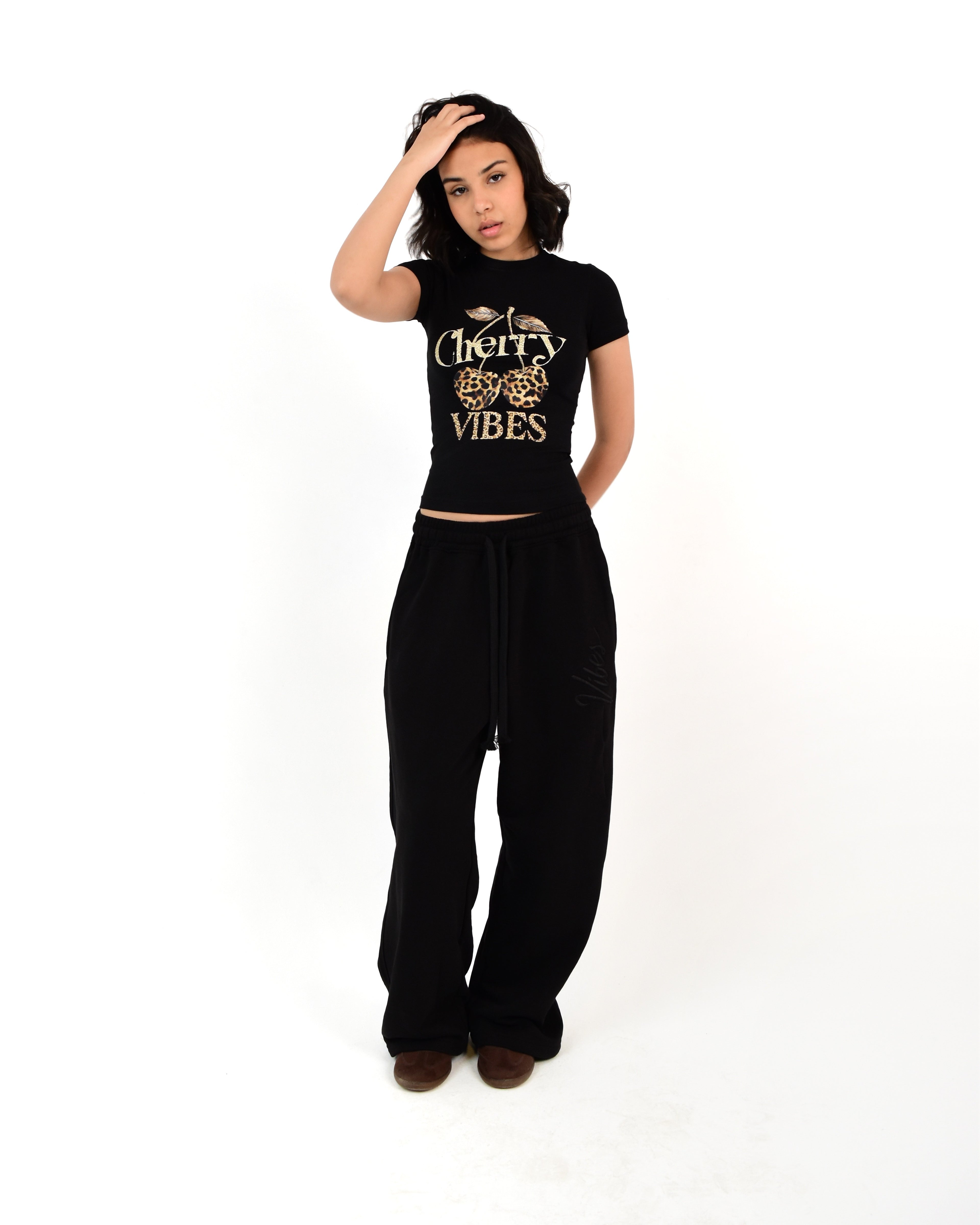 Cherry Cheetah Black Baby Tee