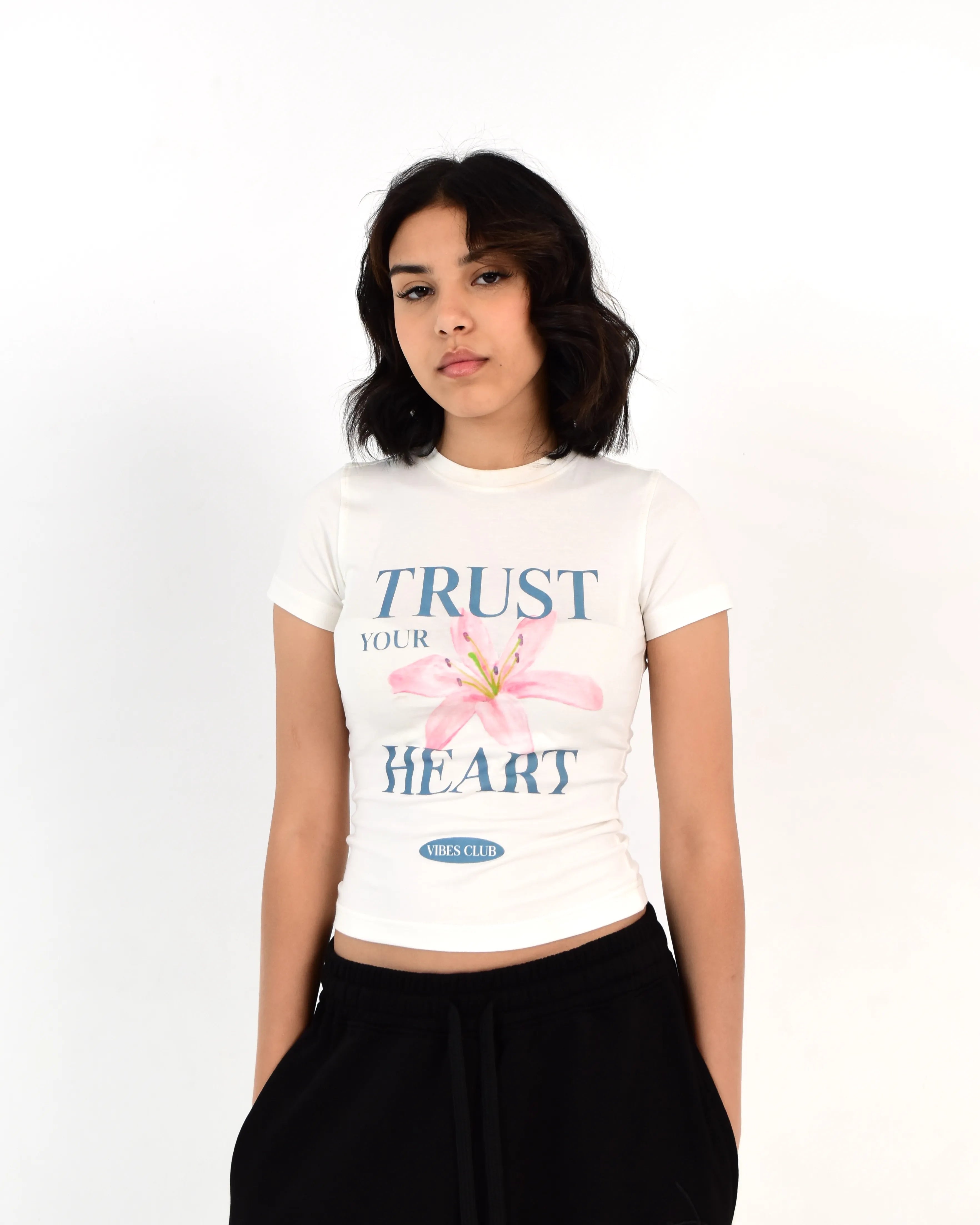 Flower Club White Baby tee