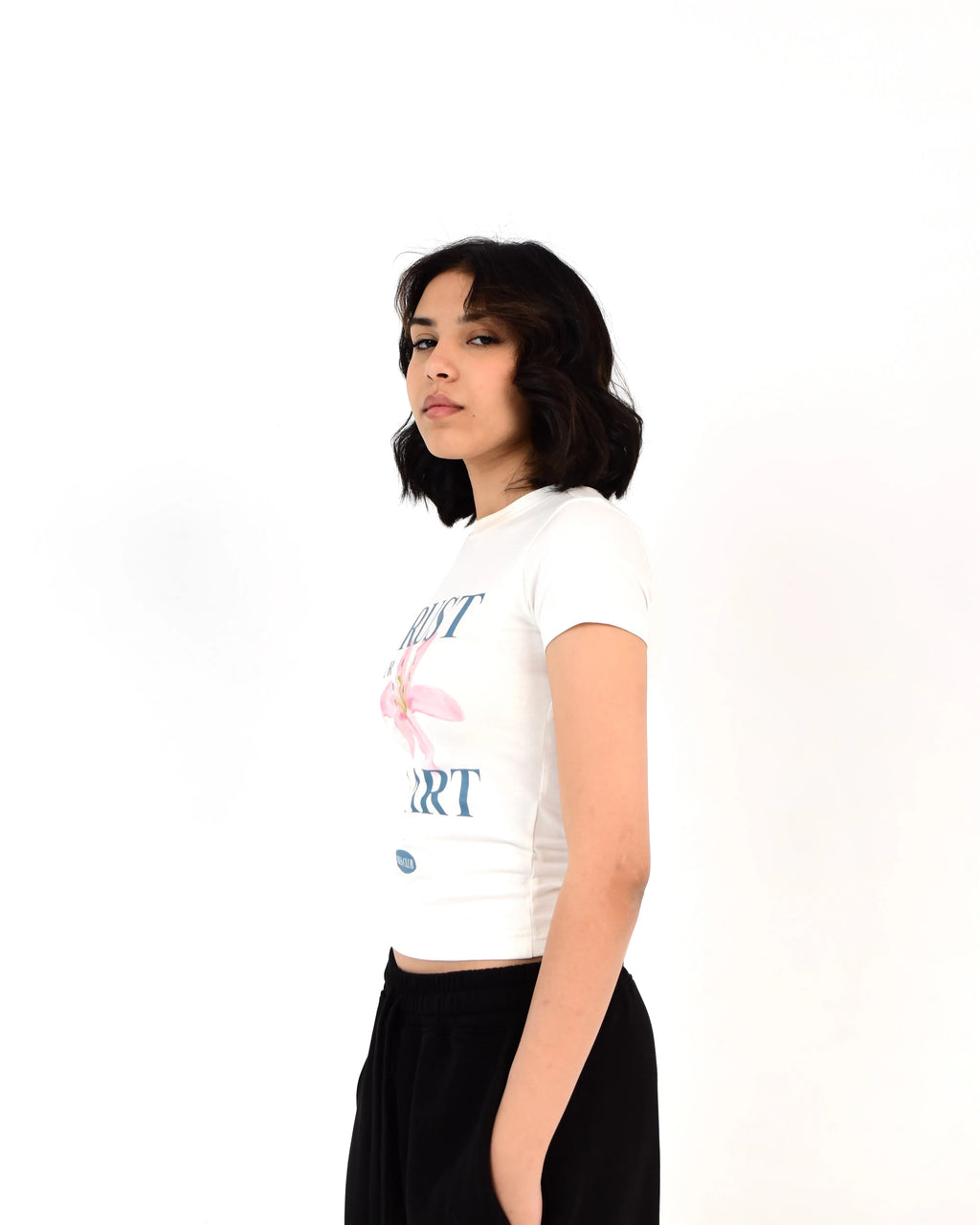 Flower Club White Baby tee