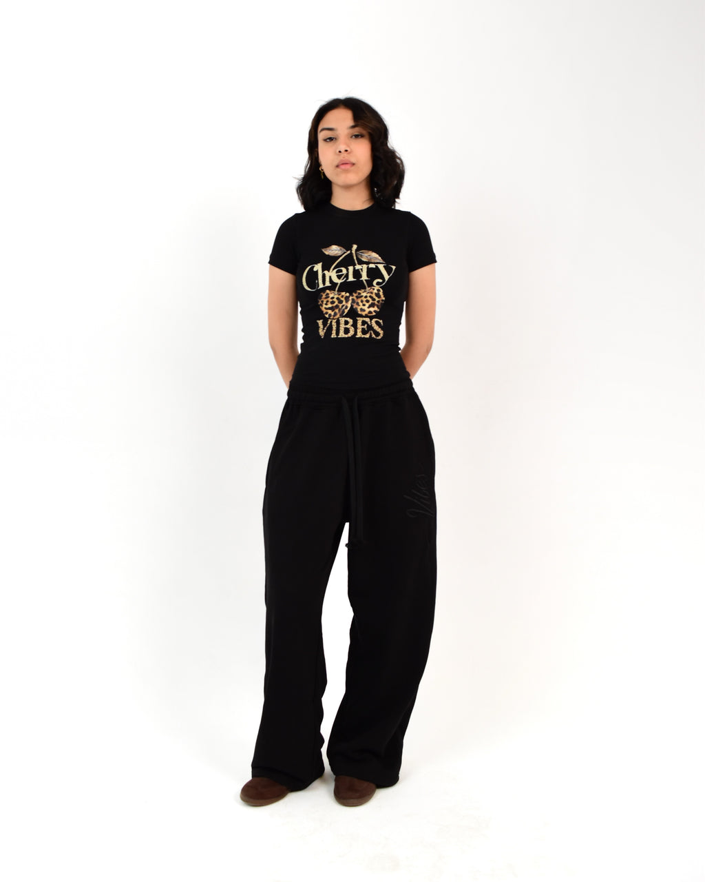 Cherry Cheetah Black Baby Tee