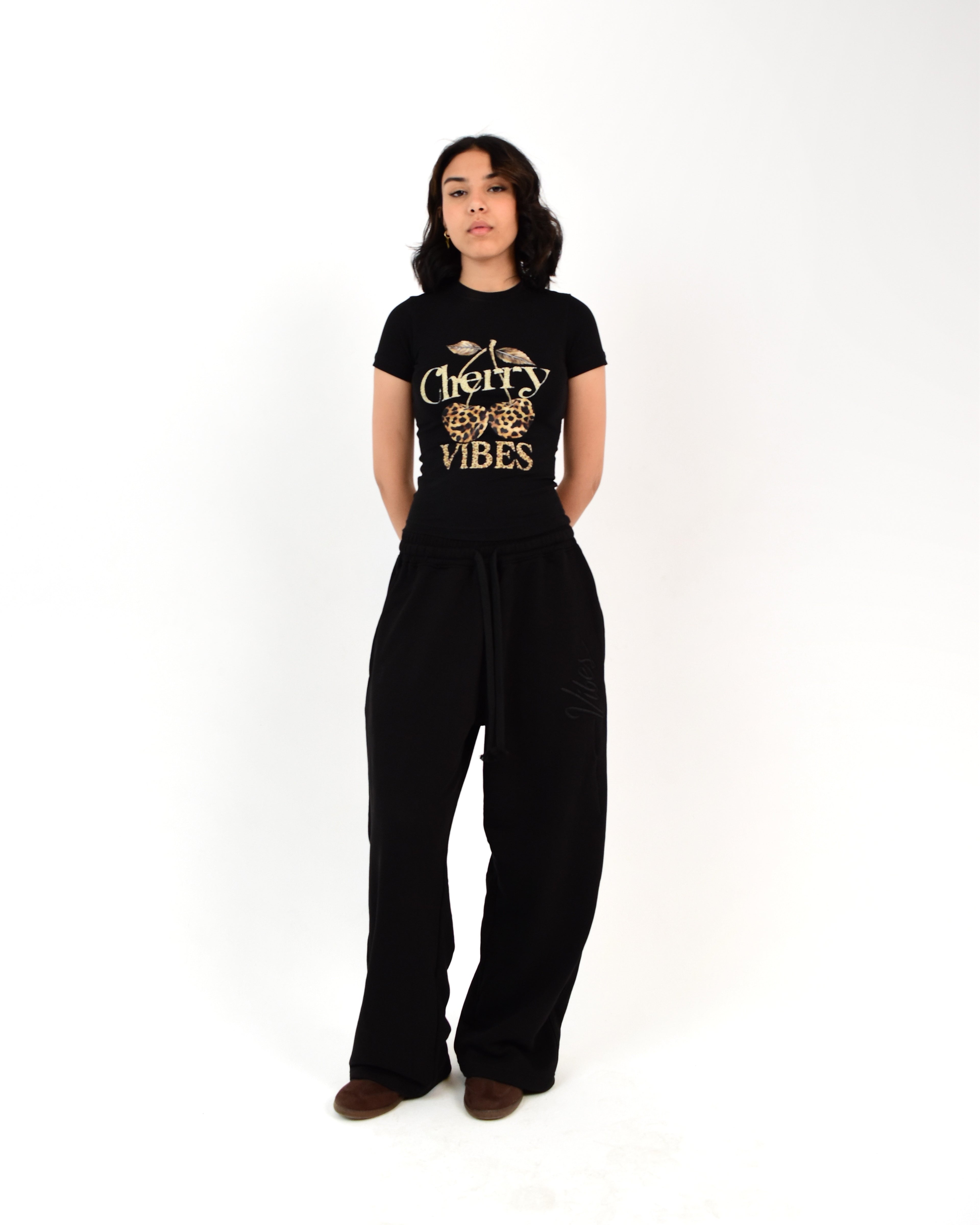 Cherry Cheetah Black Baby Tee