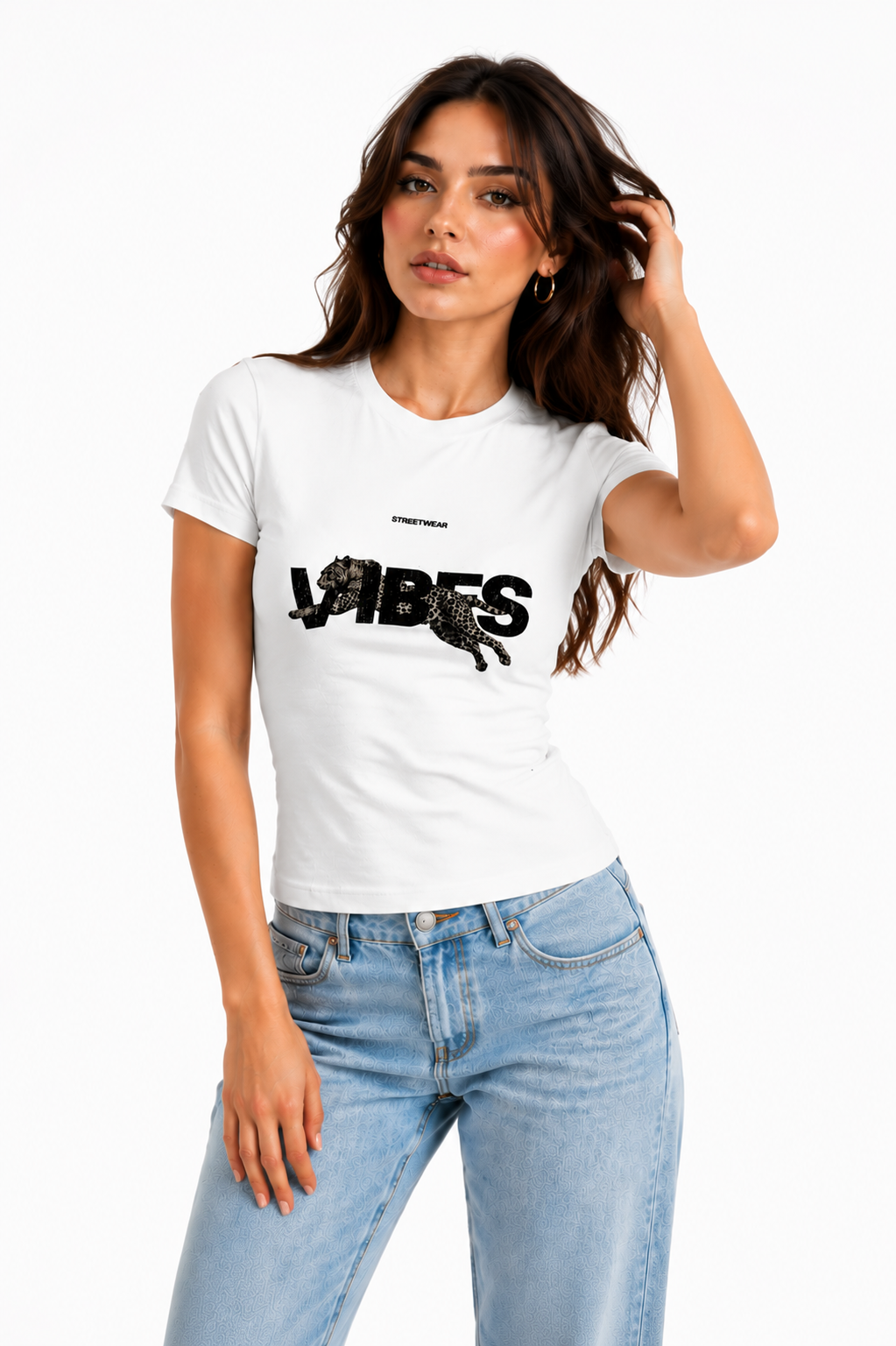 Cheetah White Baby Tee