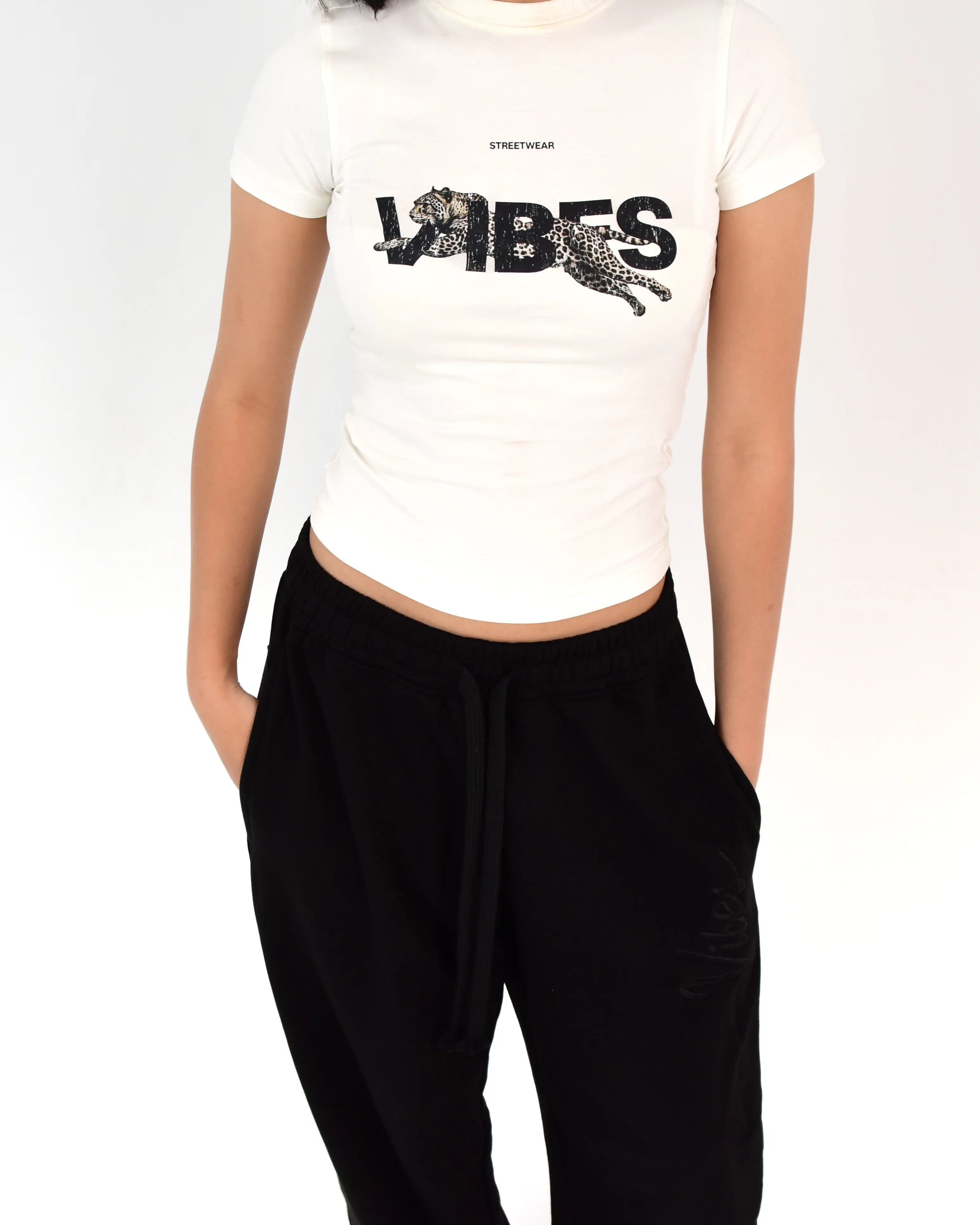Cheetah White Baby Tee