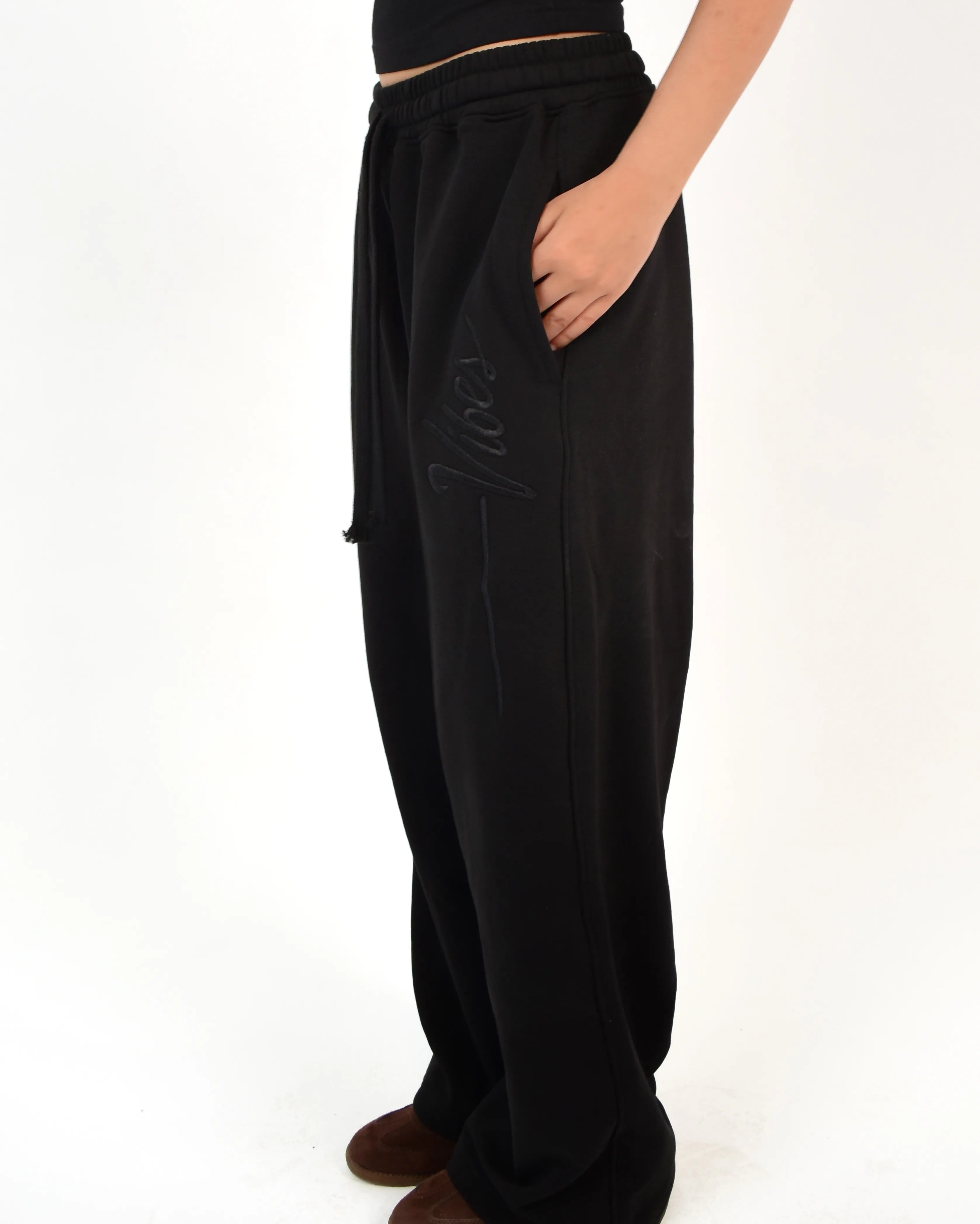 Script Side Black Sweatpants