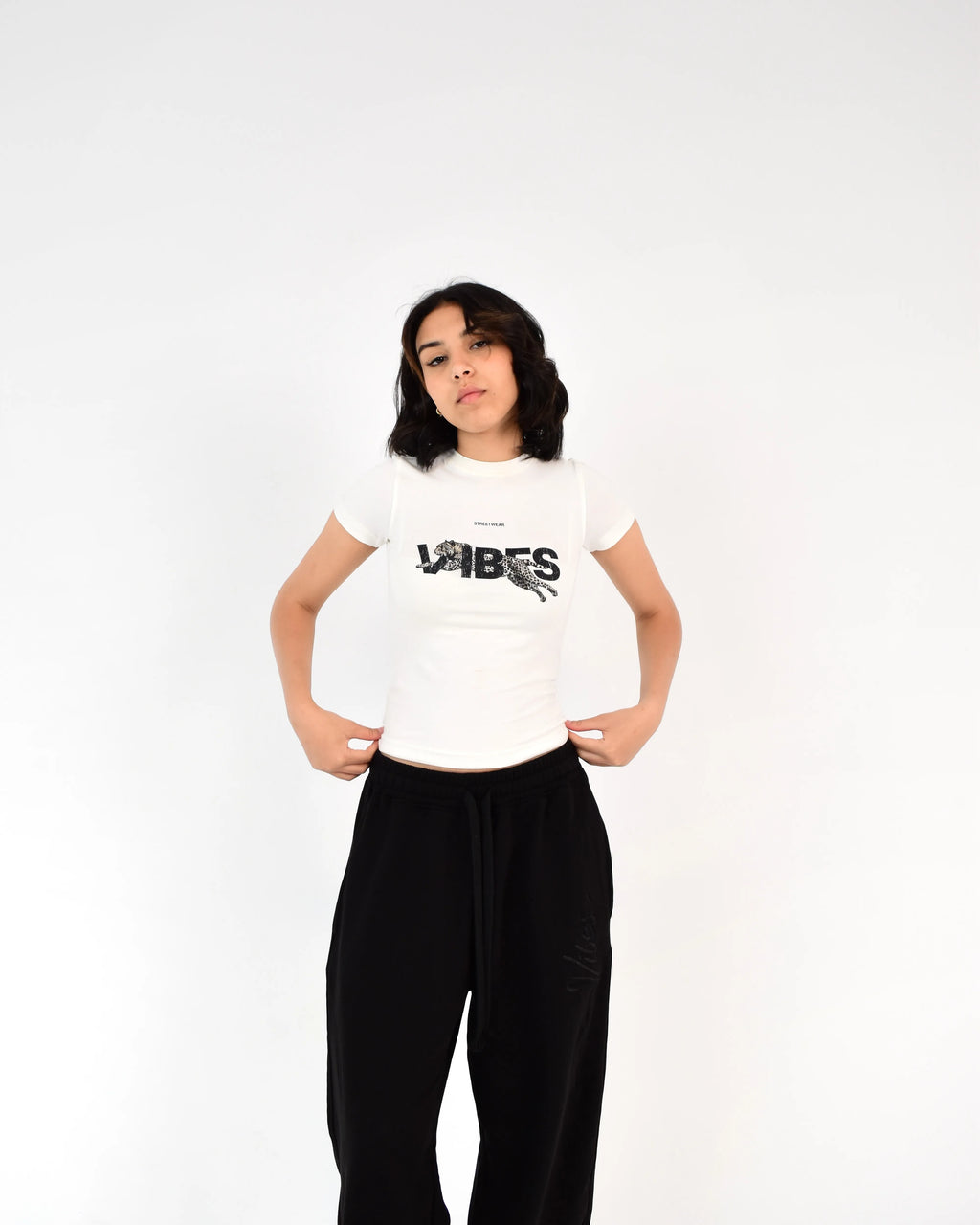 Cheetah White Baby Tee