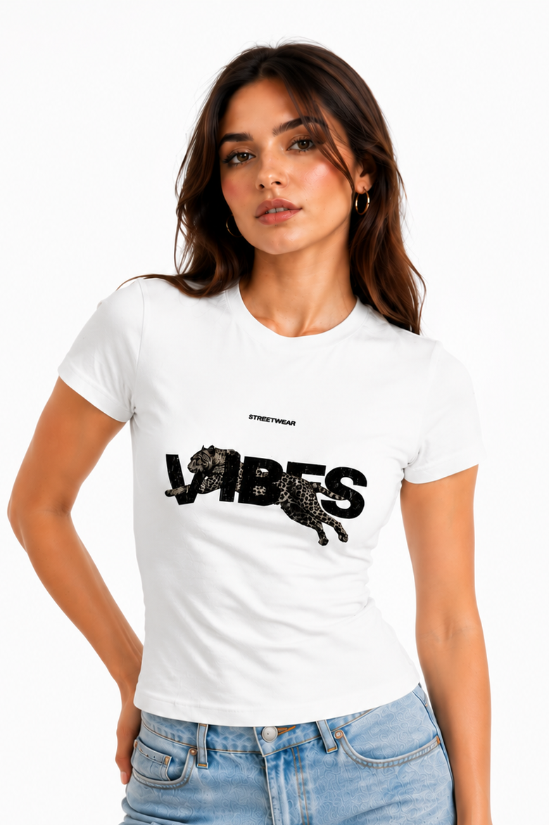 Cheetah White Baby Tee