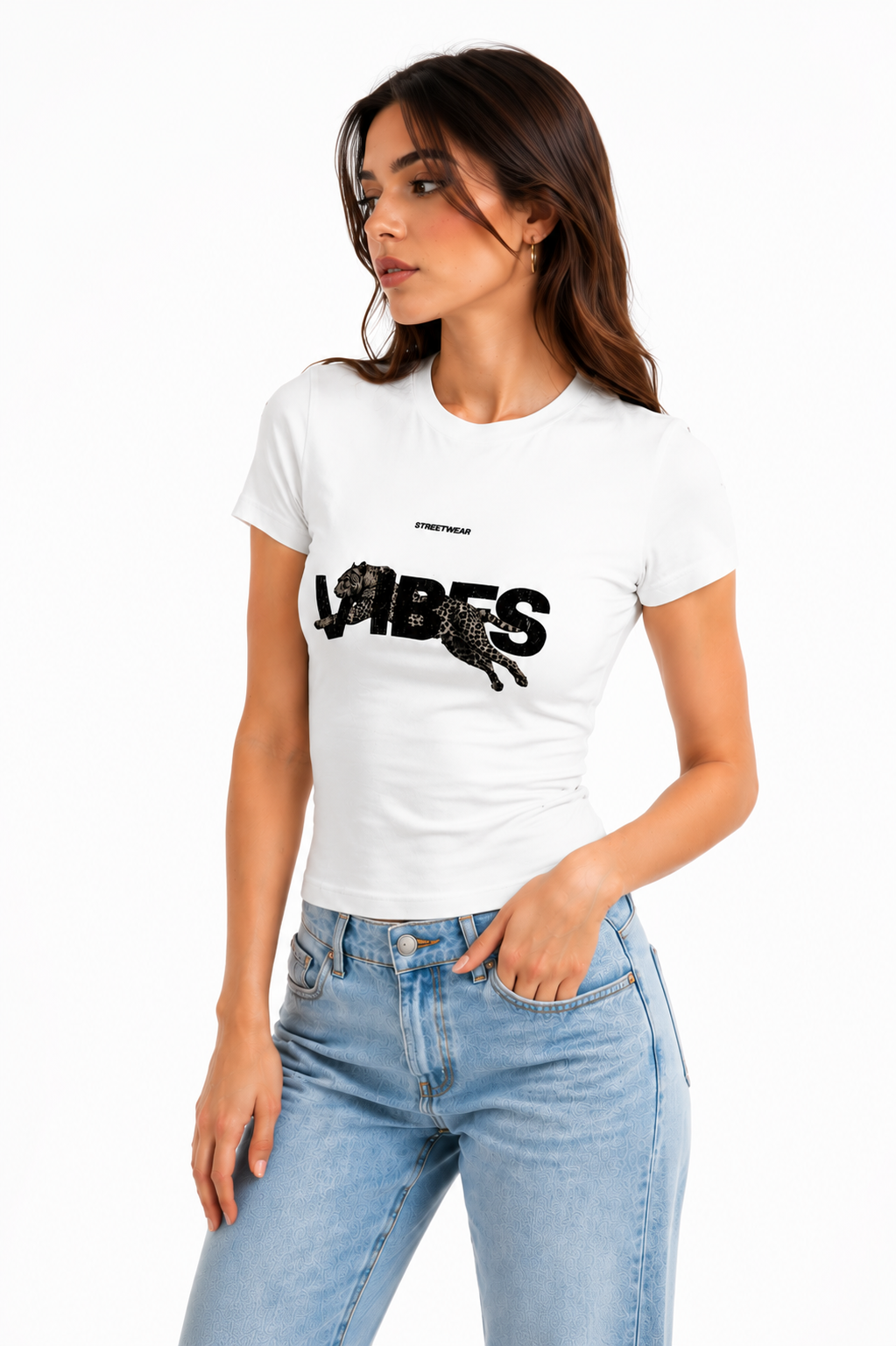 Cheetah White Baby Tee