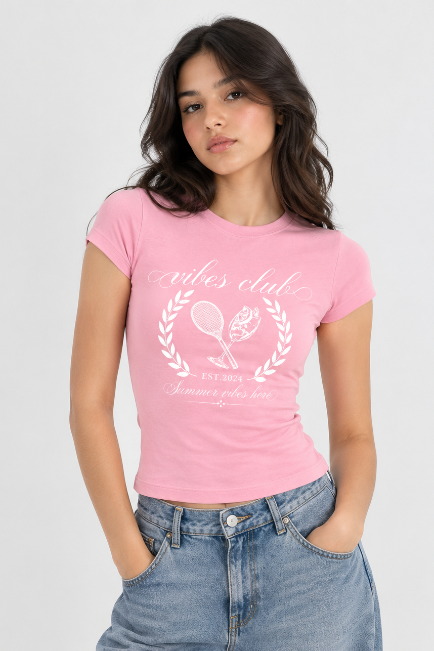 Tennis Club pink Baby Tee